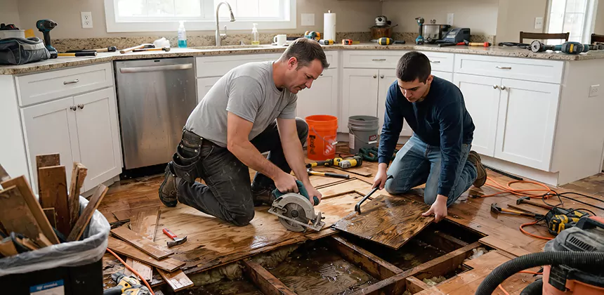 Kitchen Floor Water Damage Repair in Ladera Ranch